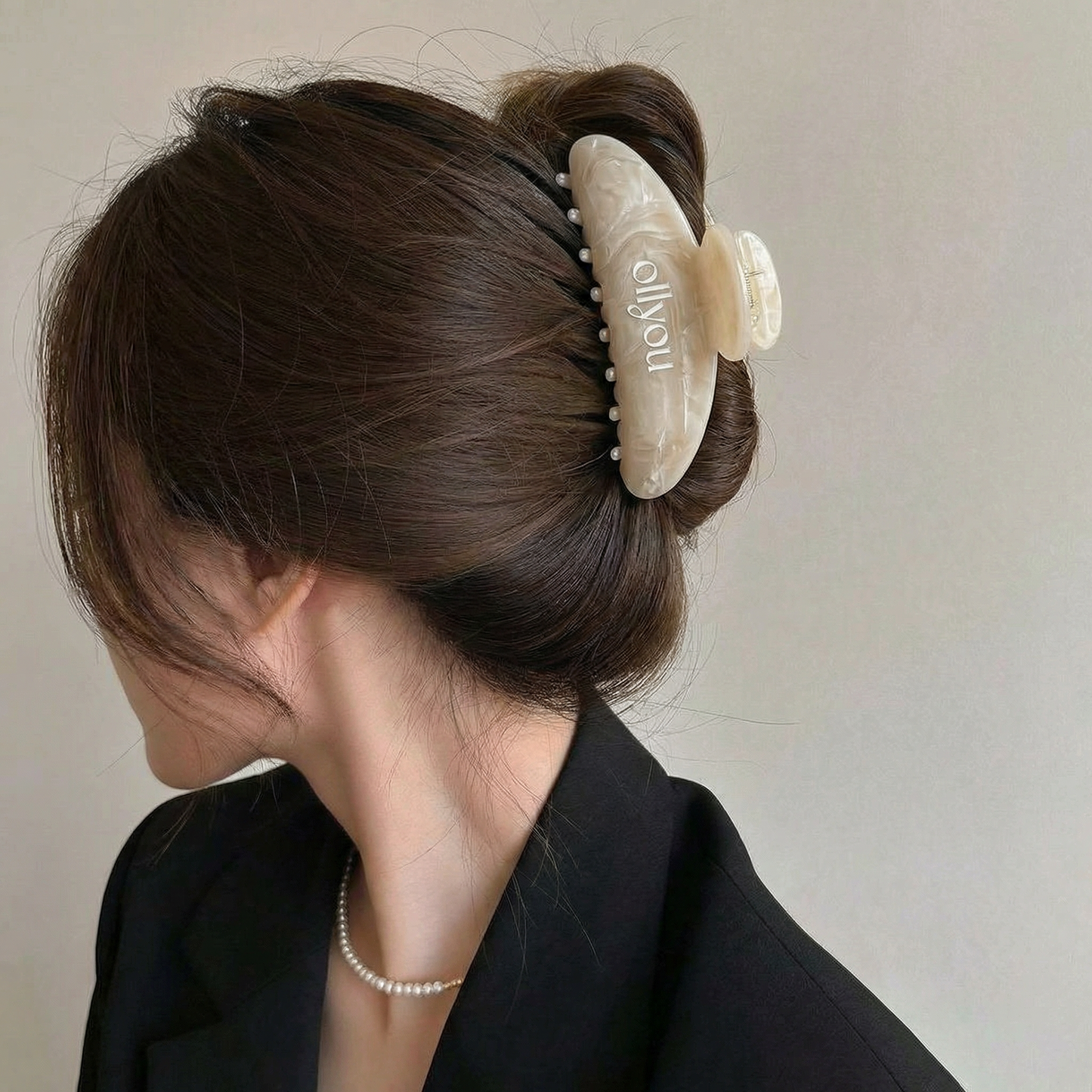 Cream Veil Claw Clip